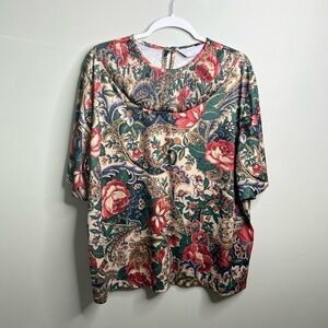 Blair Vintage Unique Blouse with Ruched Neckline XL/1X